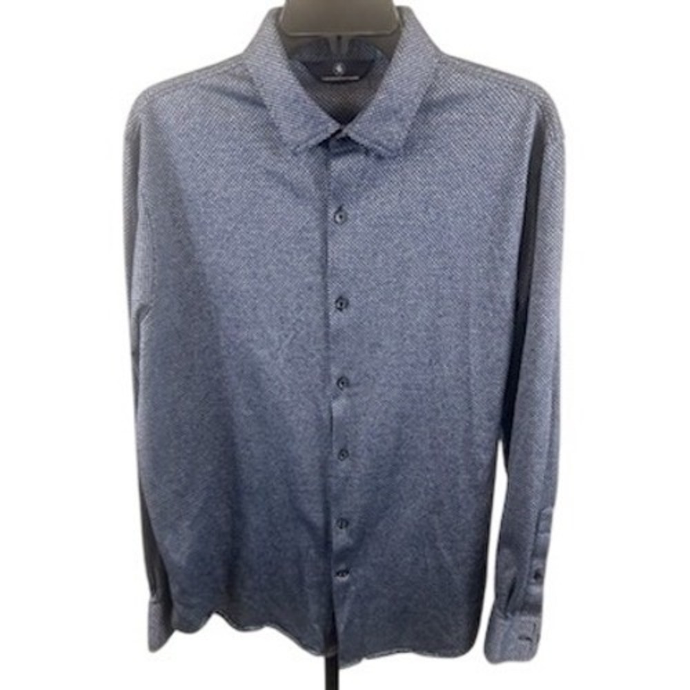 Hart Schaffner Marx 100% Cotton Men's Large Blue Geometric Long Sleeve Shirt
